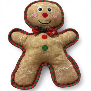 Christmas Gingerbread Man Dog Toy Plush Squeaky Holiday Pet Toy New